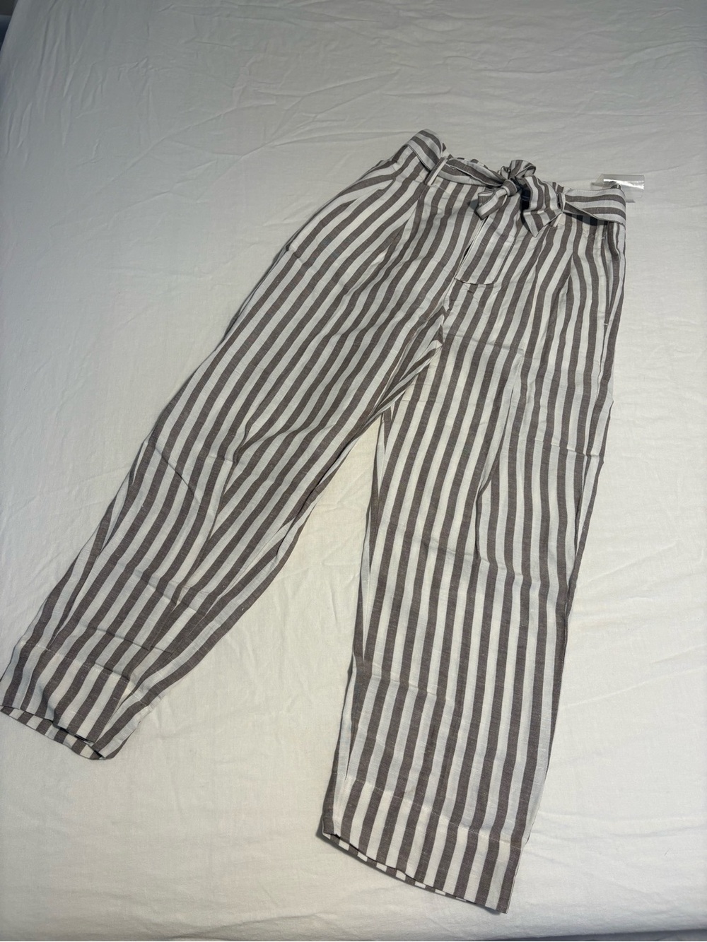 Madewell tan and White Striped dress pants